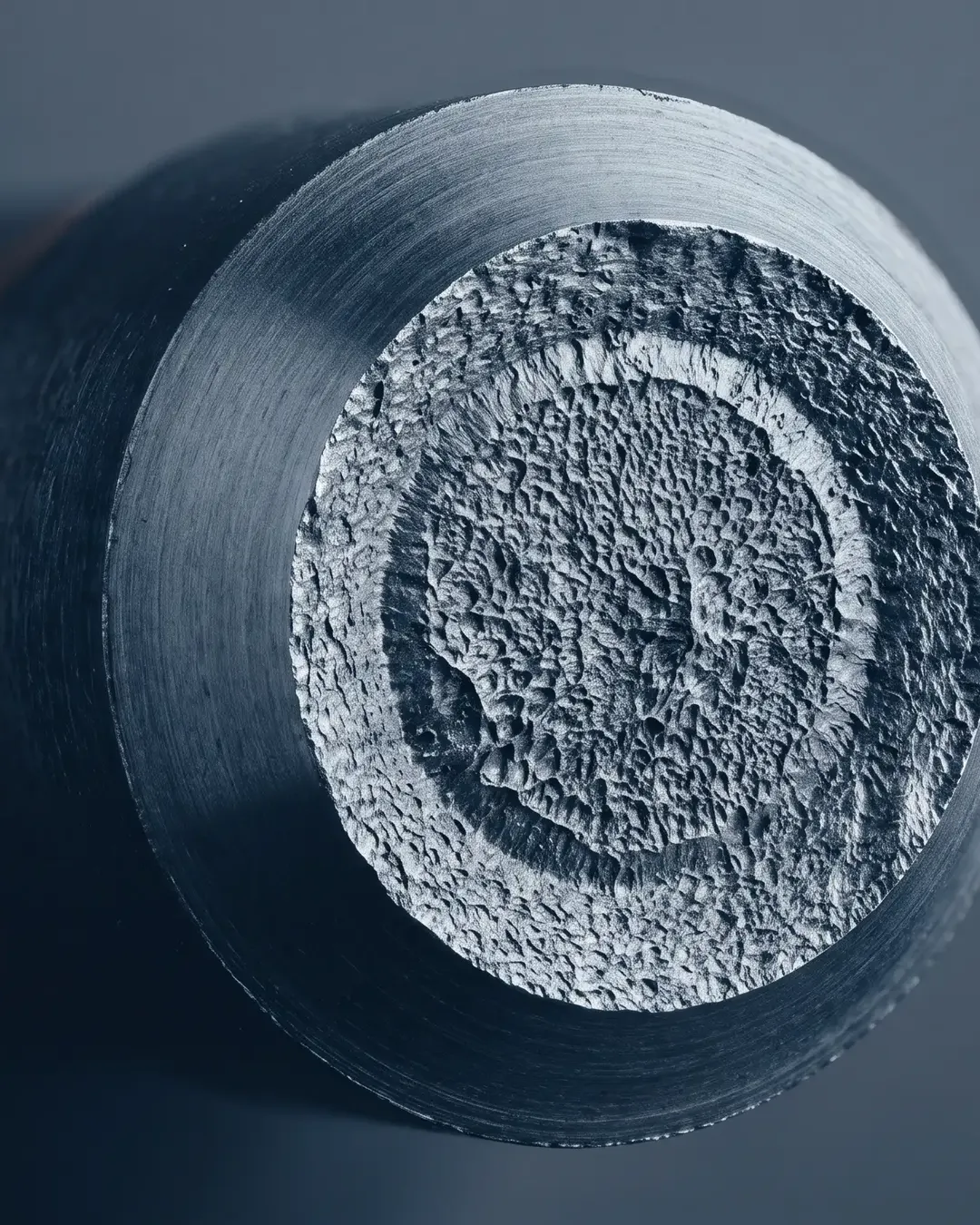 Macro of a ductile cup-and-cone tensile fracture face