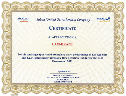 Appreciation certificates from JUPC