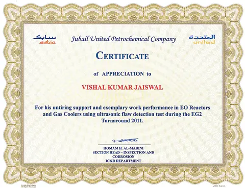 Appreciation certificates from JUPC