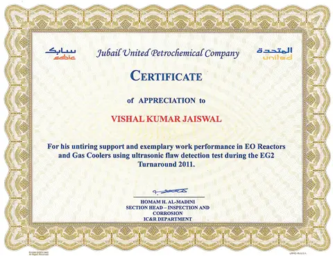 Appreciation certificates from JUPC
