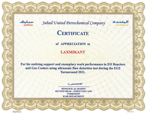 Appreciation certificates from JUPC