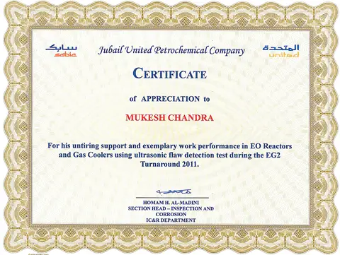 Appreciation certificates from JUPC