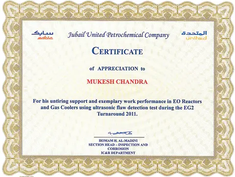 Appreciation certificates from JUPC