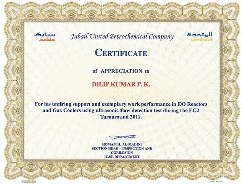 Appreciation certificates from JUPC