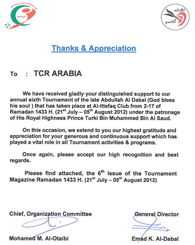 Social Commitment of TCR Arabia