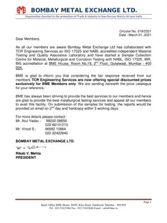 First page of Bombay Metal Exchange