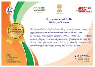 First page of Govt. of India Certificate of Appreciation (GST)