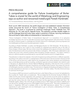 First page of Failure Investigation of Boiler Tubes: ASM International book launch